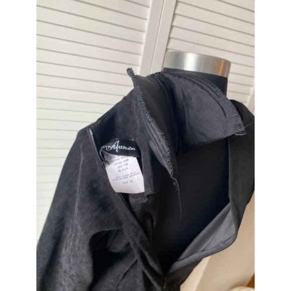 Vintage 1980s Suede-Look Long Sleeve Dress Shoulder Pads 10 - Picture 11 of 12